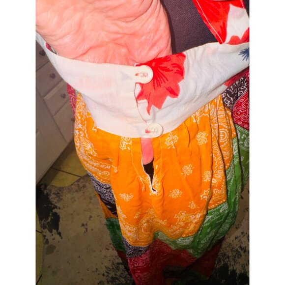 Blue Plate Vintage Bandana Patchwork Maxi Dress Sleeveless V-Neck Cottage Boho - Picture 8 of 8